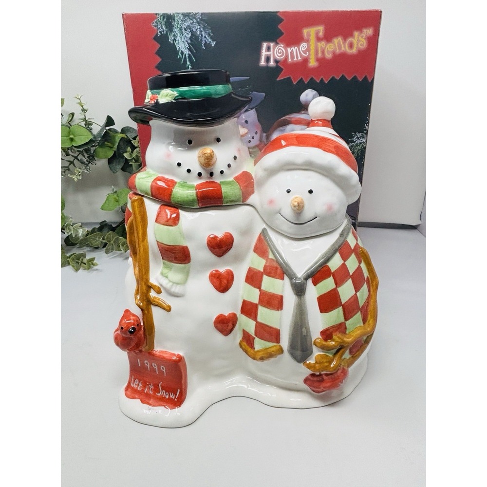 Jolly Snow Men Cookie Jar Let It Snow 1999 Home Trends New In Box Christmas‎